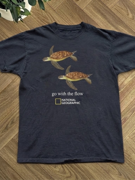 Gildan Other - National Geographic 'Go With The Flow' Sea Turtle Tee - black